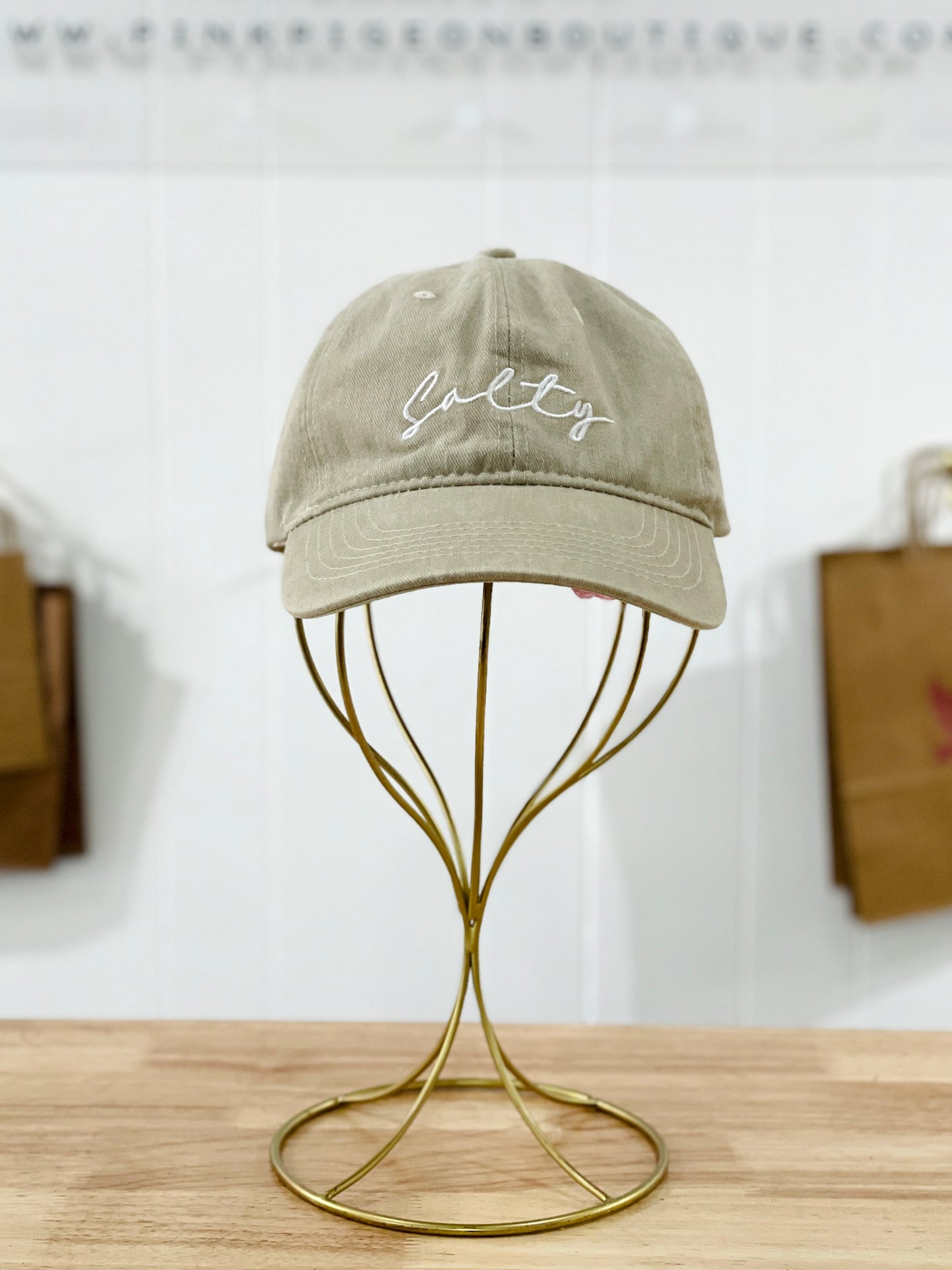 "Salty" Emboridered Vingtage Washed Cotton Baseball Cap