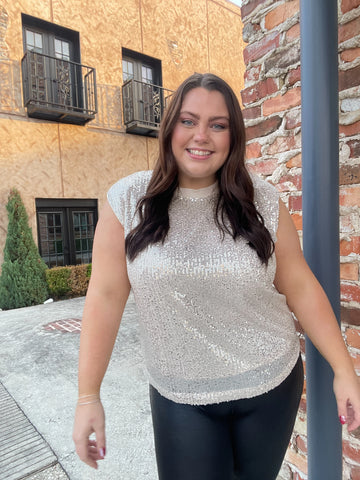Champagne Sleeveless Sequin Top (Plus Exclusive!)