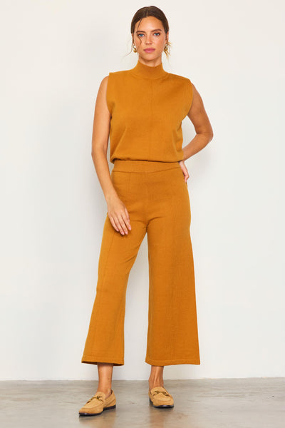 Mustard Knit Cropped Pants (Includes Plus)