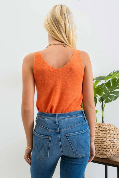 Orange Knit Tank Top