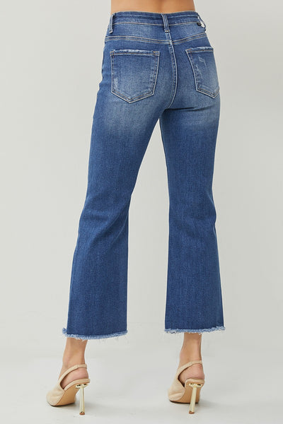 Dark Wash High Rise Ankle Length Wide Straight Leg Jeans (Includes Plus!)