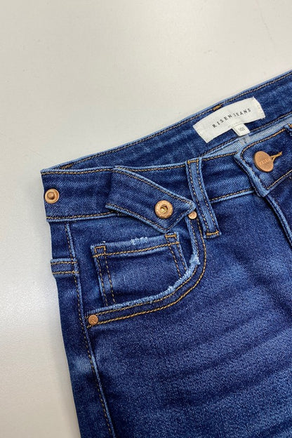 Dark Wash High Rise Ankle Length Straight Tummy Control Jeans - Risen Jeans
