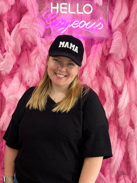 Black Corduroy Mama Ball Cap