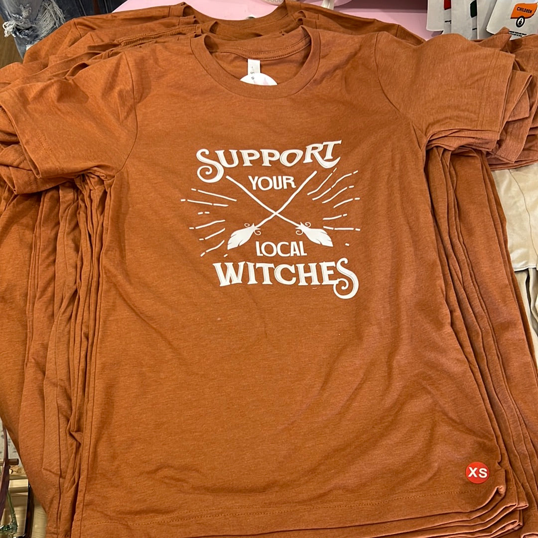 Support Your Local Witches Vintage Design Halloween Shirt (Includes Plus!)