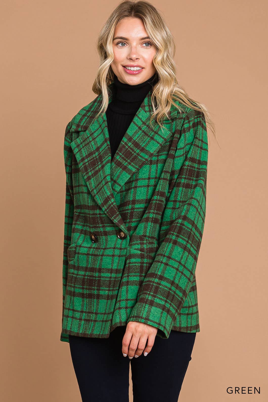 Green Plaid Warm & Cozy Fully Lined Coat