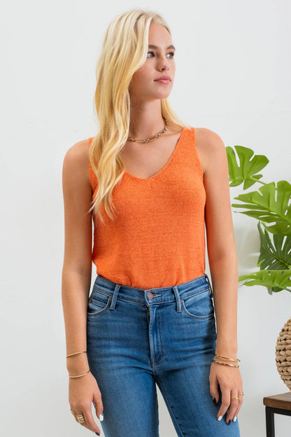 Orange Knit Tank Top