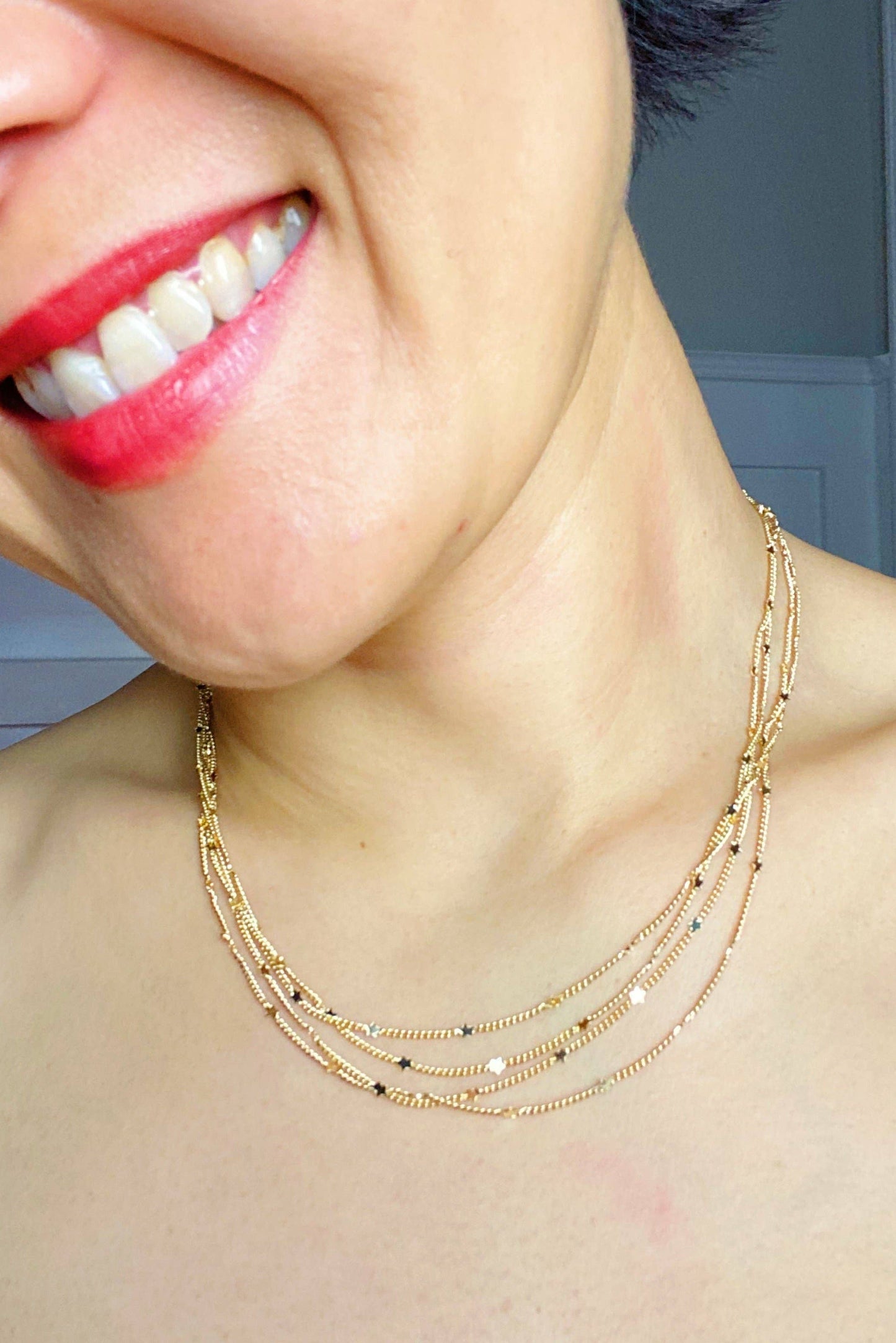 Gold Tiny Stars Convertible Necklace (Or Bracelet)