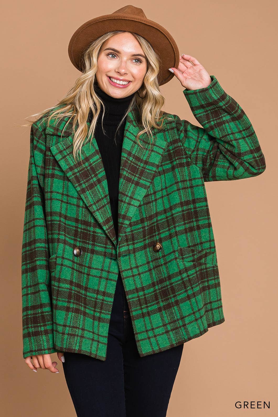 Green Plaid Warm & Cozy Fully Lined Coat