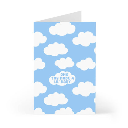 New Baby Card Unisex Baby Shower Greeting Cards Blue Clouds