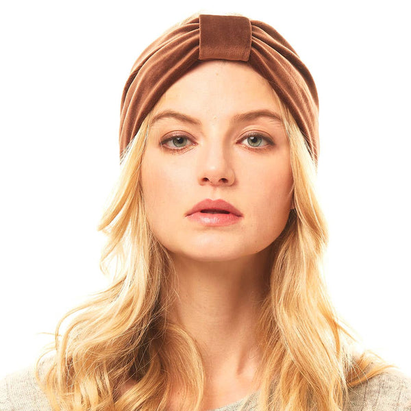 Brown Velvet Knotted Solid Headband