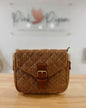 Dark Tan Straw Crossbody Bag