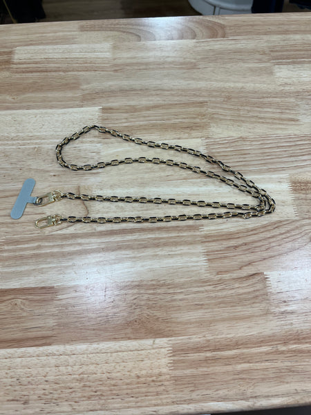 Black Enamel and Gold Phone Chain