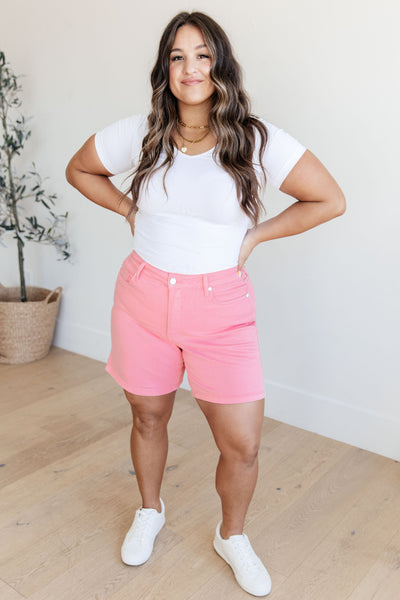 Jenna High Rise Control Top Cuffed Shorts in Pink (ONLINE EXCLUSIVE!)