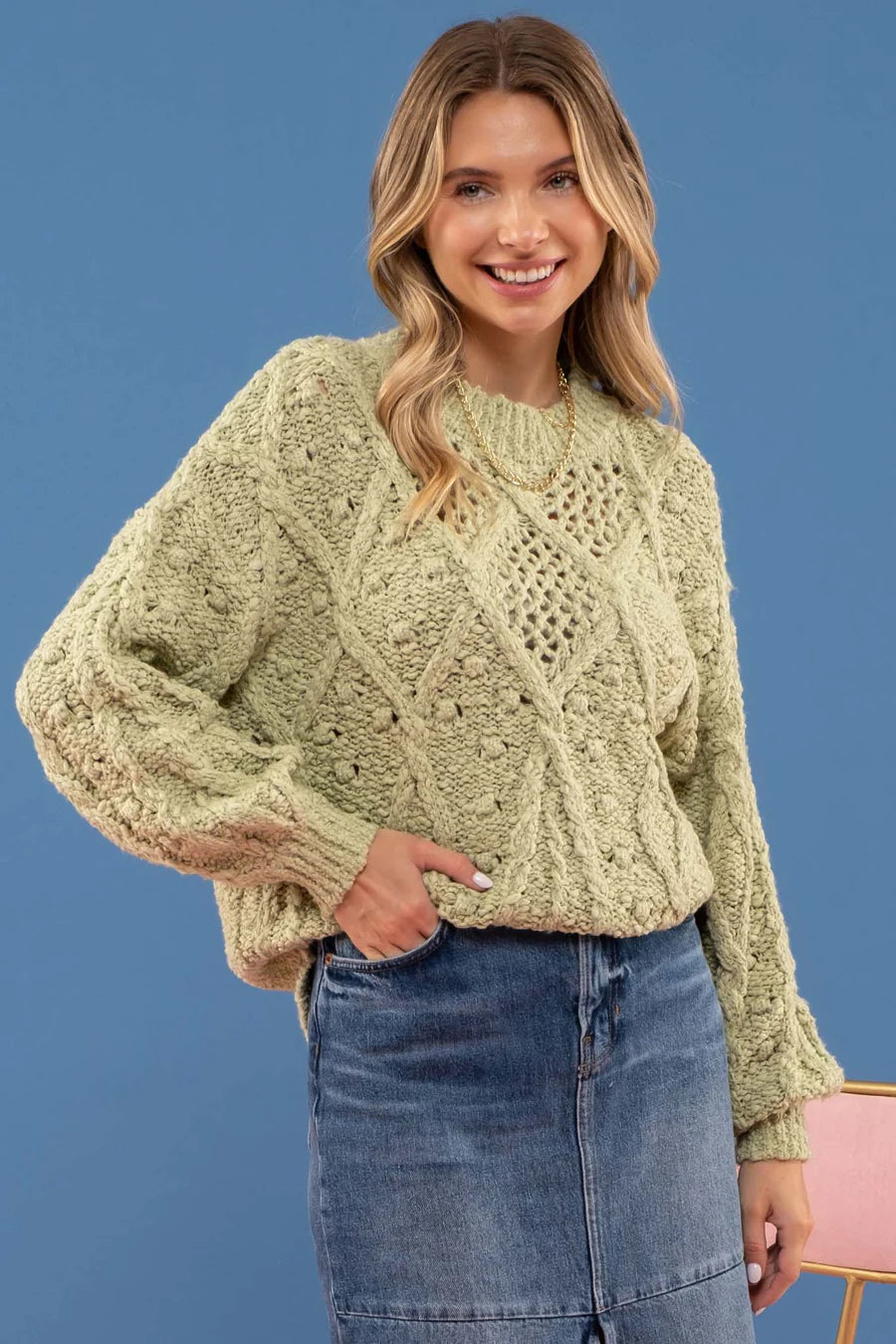 Sage Cable Knit Sweater
