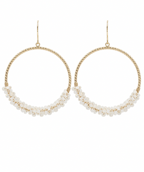 Glass Bead Circle Earrings (4 Colors Available)
