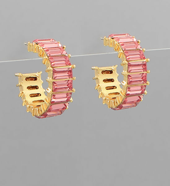 Baguette Cut Hoops (4 Colors Available)