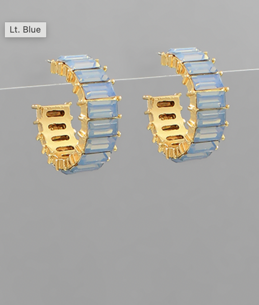 Baguette Cut Hoops (4 Colors Available)