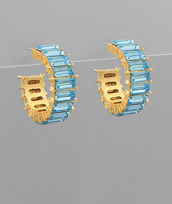 Baguette Cut Hoops (4 Colors Available)