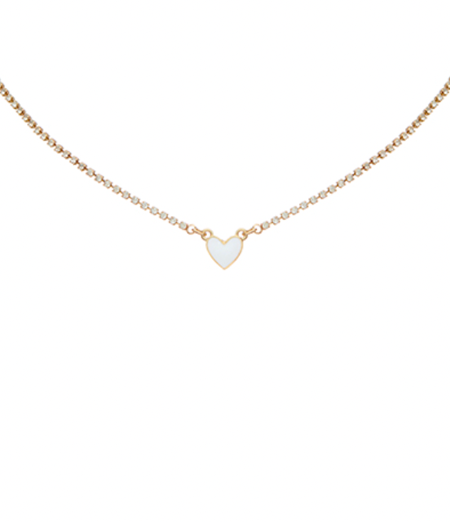 White Heart Crystal Chain Necklace