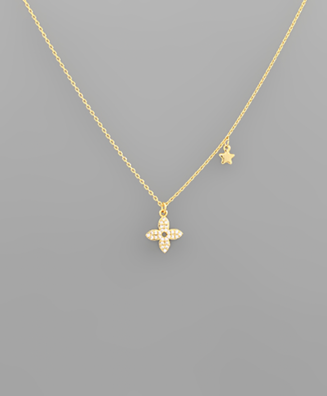 Pave Clover Charm Necklace