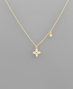 Pave Clover Charm Necklace