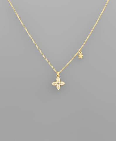 Pave Clover Charm Necklace