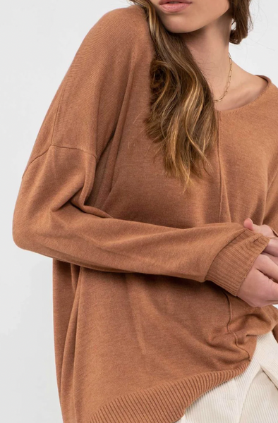 Sienna Drop Shoulder V-Neck Lightweight Sweater (Includes Plus!)