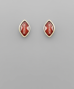 Brown Epoxy Football Earrings