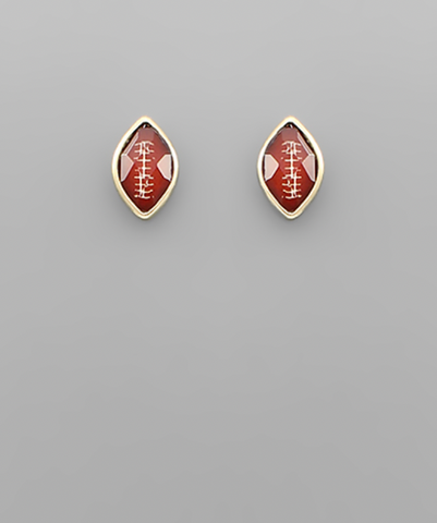 Brown Epoxy Football Earrings