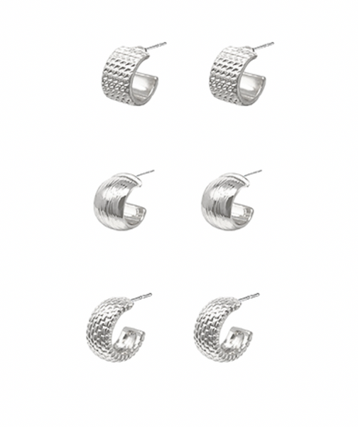 Textured Huggie Hoops Set