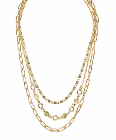 Crystal & Clip Chain Linked Necklace Set (Available in 2 Finishes)