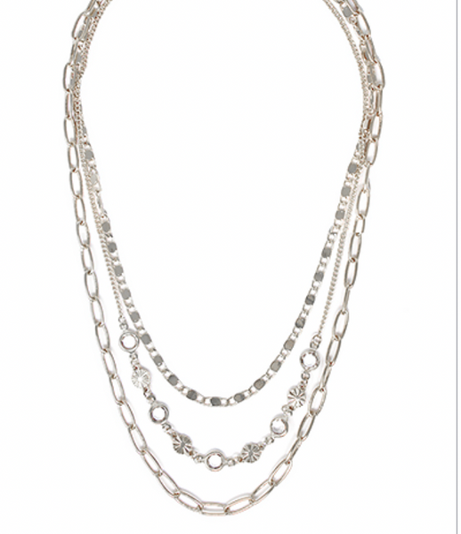 Crystal & Clip Chain Linked Necklace Set (Available in 2 Finishes)