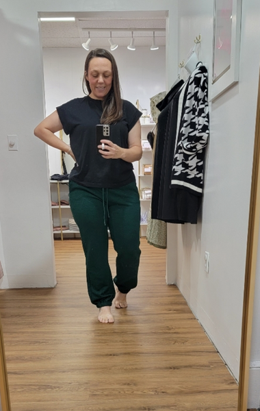Forest Green Textured Jogger Pants