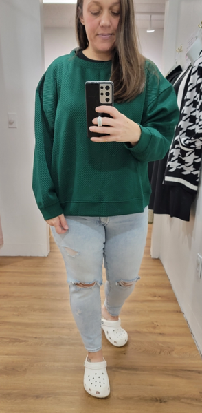 Forest Green Textured Sweatshirt