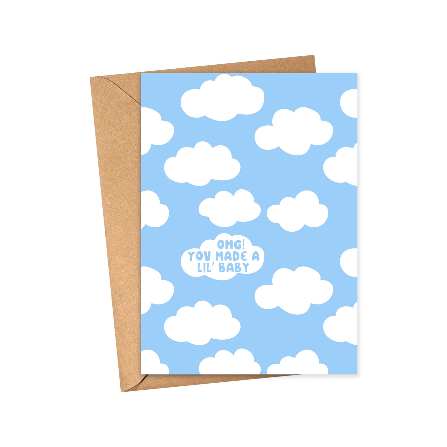 New Baby Card Unisex Baby Shower Greeting Cards Blue Clouds