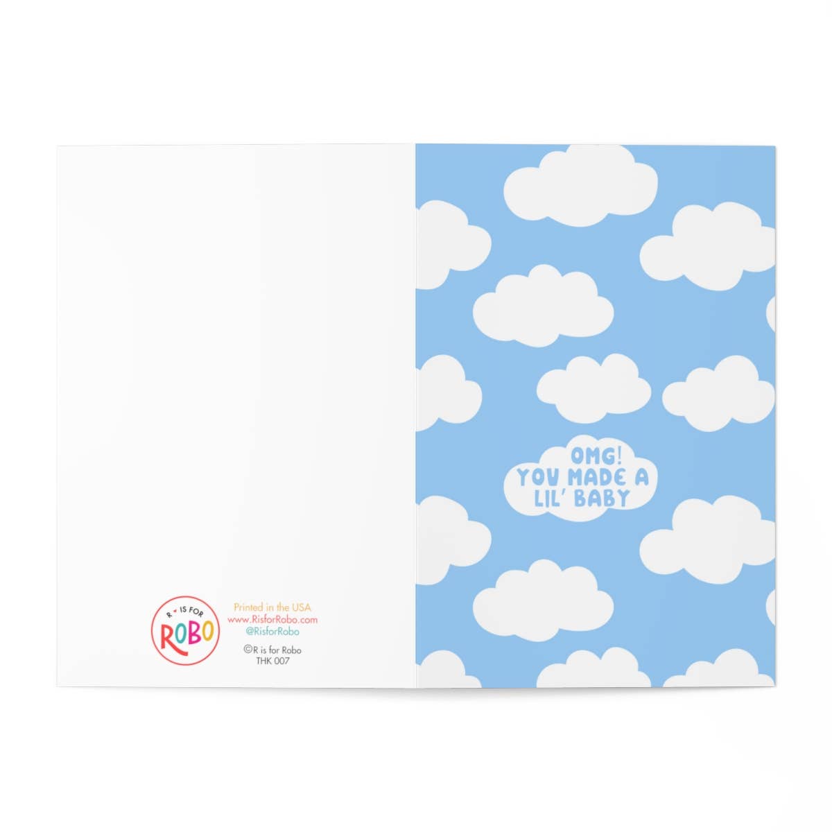 New Baby Card Unisex Baby Shower Greeting Cards Blue Clouds