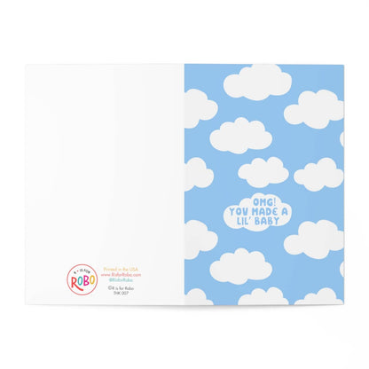 New Baby Card Unisex Baby Shower Greeting Cards Blue Clouds