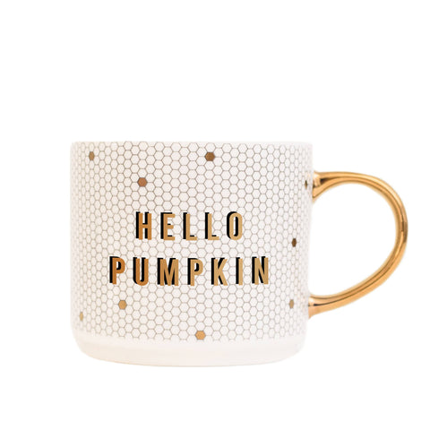Hello Pumpkin Gold Tile Coffee Mug