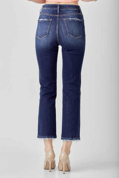 Dark Wash High Rise Zipper Fly Straight Leg Jeans (Includes Plus!)