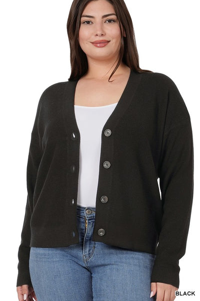 Drop Shoulder Button Front Cardigan (Includes Plus!) (Available in 3 Colors!)