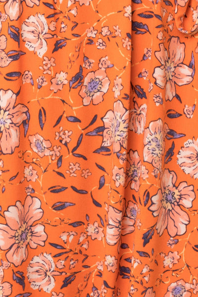 Orange Short Puff Sleeve Dress with Tie Waist (Plus Size Exclusive!)