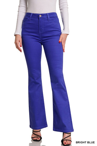 Bright Blue Bootcut High Rise Stretch Denim Pant