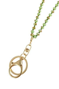 Olive Green Glass Bead Lanyard Necklace