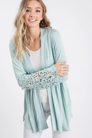 Crochet Sleeve Cardigan (available in three colors)