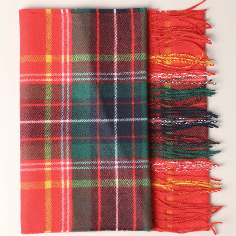 Red and Green Plaid Cashmere Feel Scarf