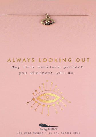 Always Looking Out - Evil Eye - New Moon Gold Necklace