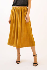 Mustard Ribbed Velvet Skirt