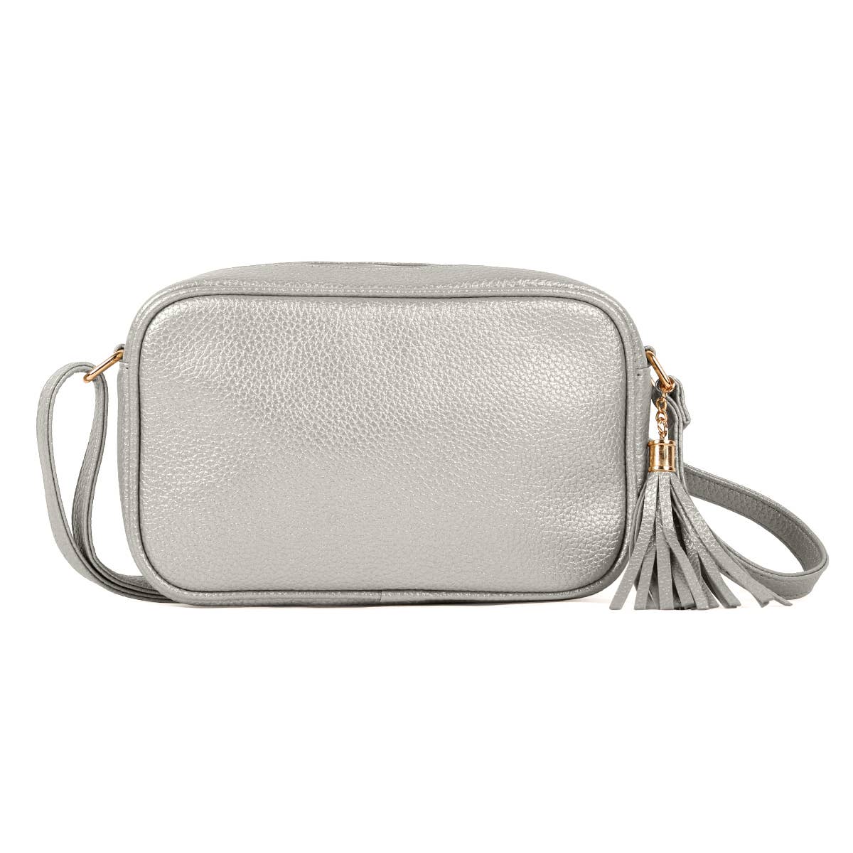 Silver Crossbody Bag with Tassel