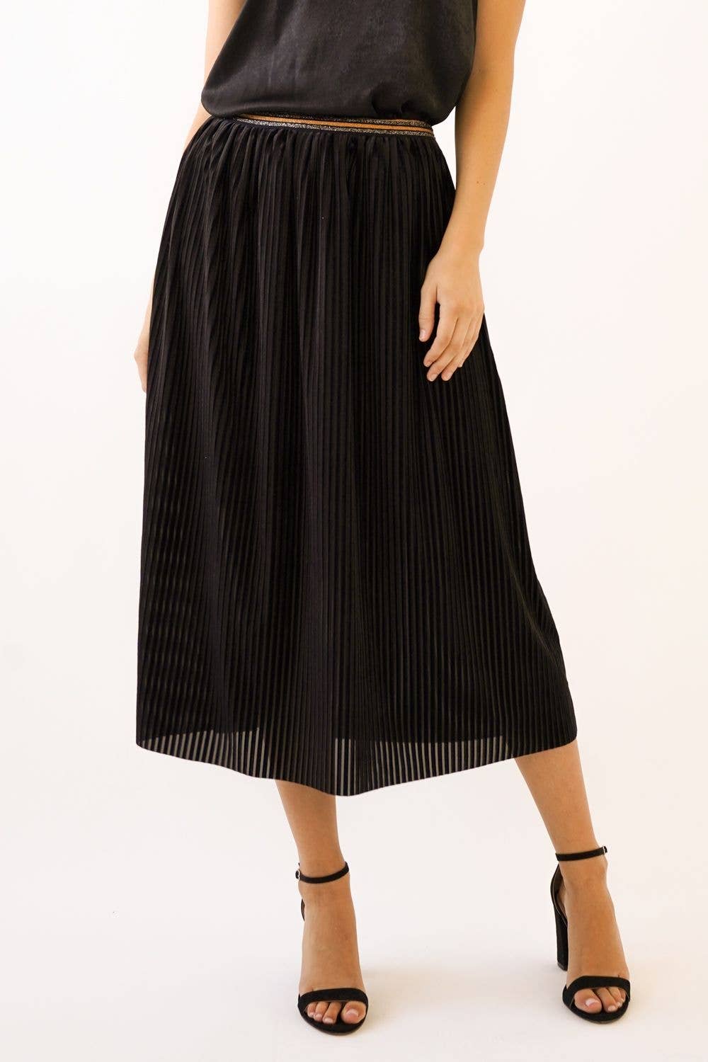 Black Ribbed Velvet Skirt