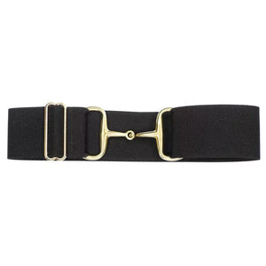 One Size Adjustable Black Stretch Belt with Gold Clasp